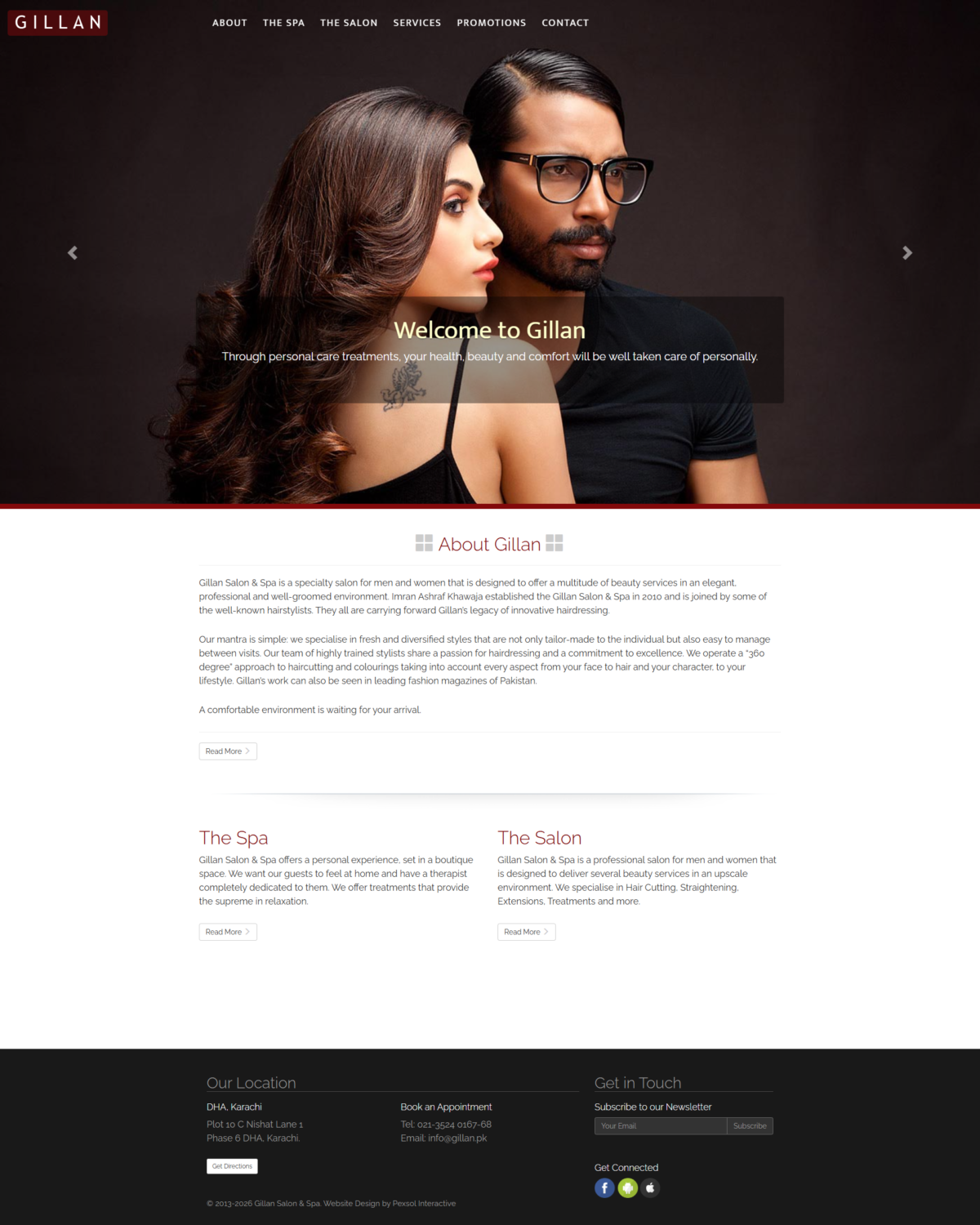 Gillan Salon & Spa Website Mockup