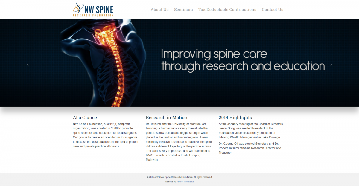 NW Spine Foundation Website Mockup