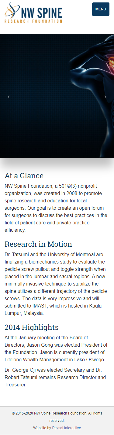 NW Spine Foundation Website Mobile Mockup 1