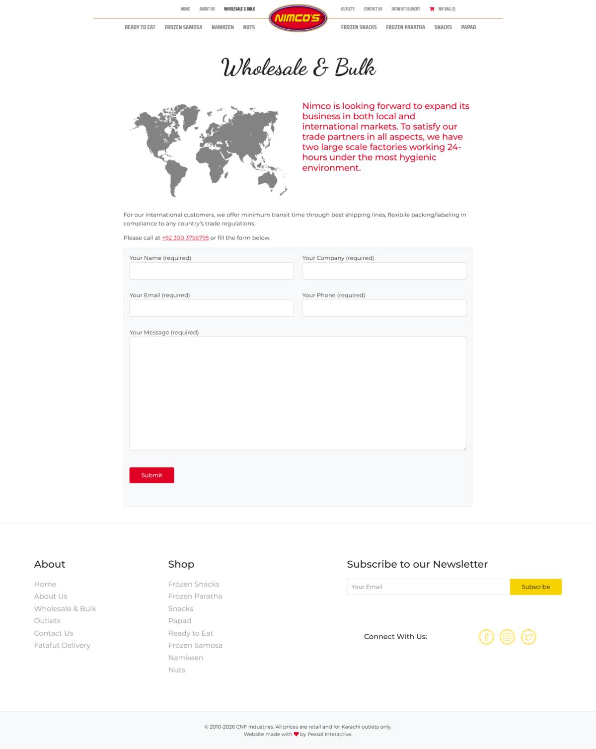 Nimco’s, Karachi Website Mockup