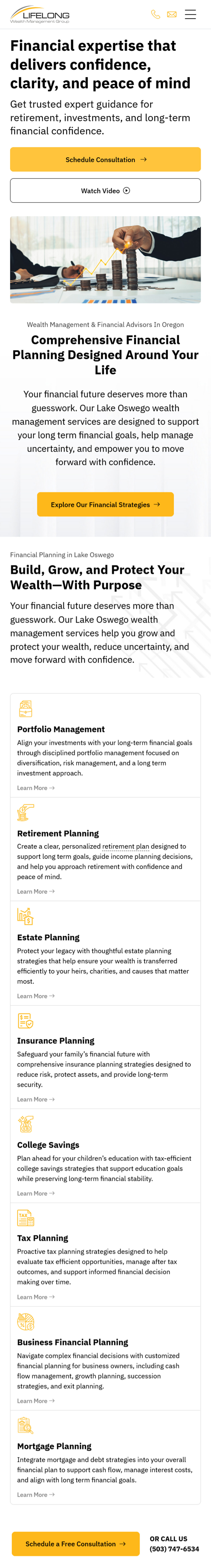 Lifelong Wealth Management Group Mobile Mockup