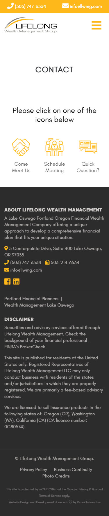 Lifelong Wealth Management Group Website Mobile Mockup 3