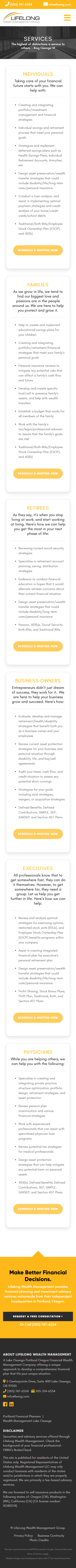 Lifelong Wealth Management Group Website Mobile Mockup 2