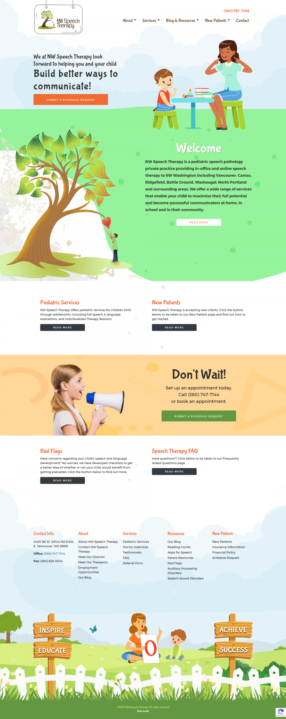 NW Speech Therapy Website Mockup