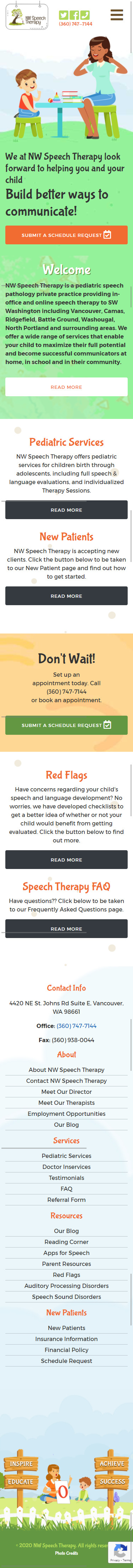 NW Speech Therapy Website Mobile Mockup 1