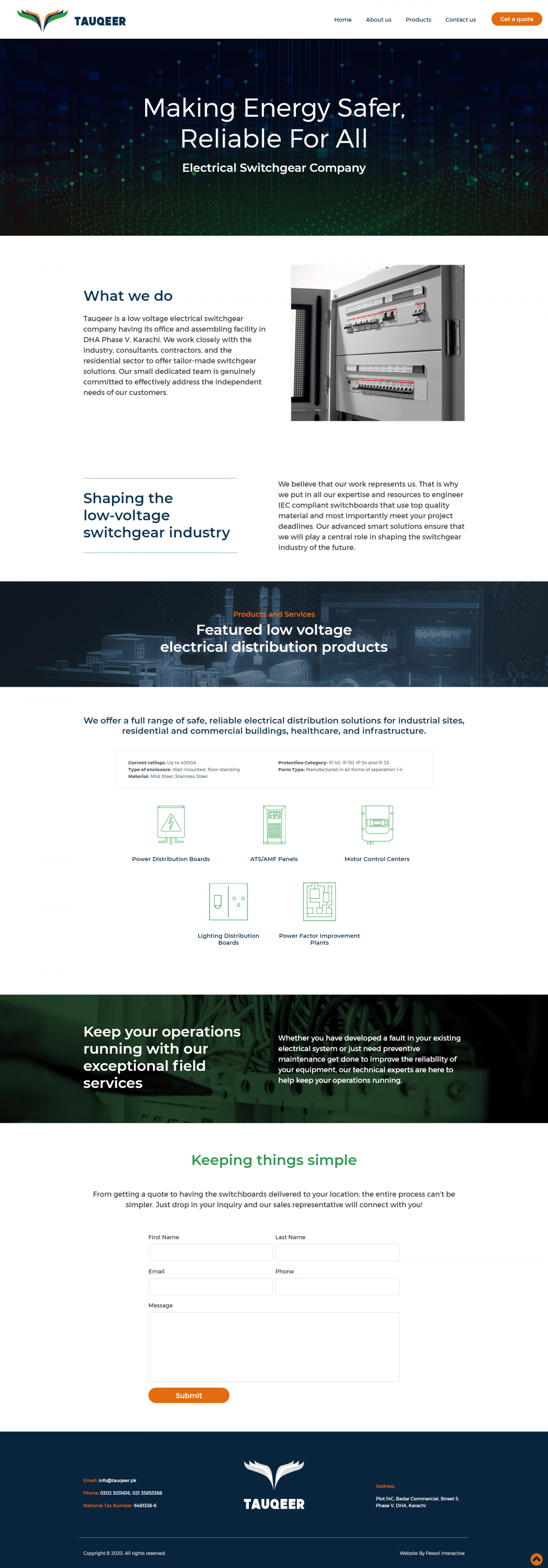 Tauqeer.pk – Electrical Switchgear Company Website Mockup