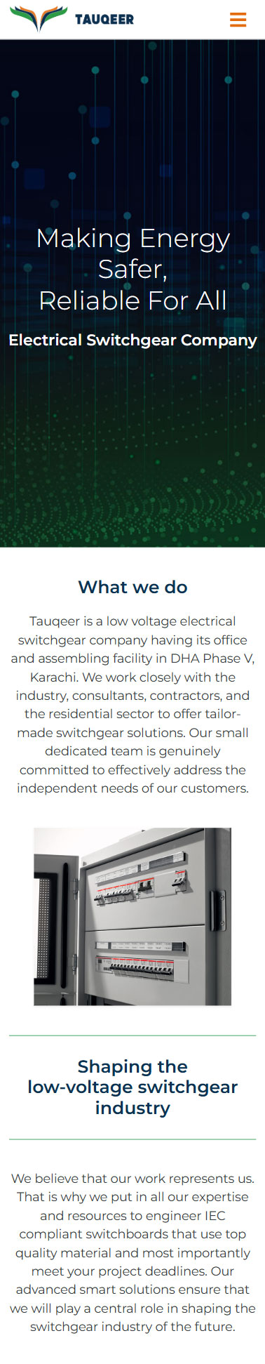 Tauqeer.pk – Electrical Switchgear Company Mobile Mockup
