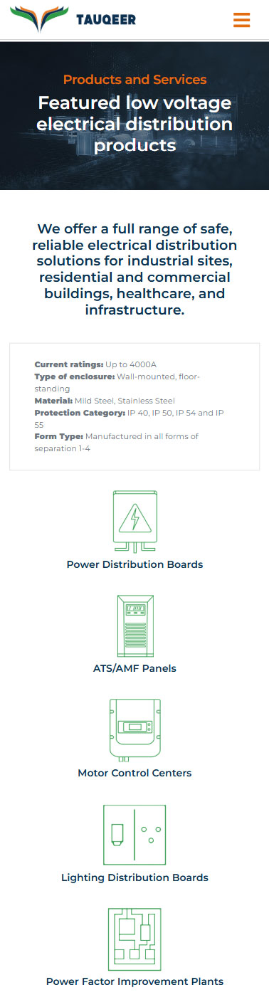 Tauqeer.pk – Electrical Switchgear Company Mobile Mockup