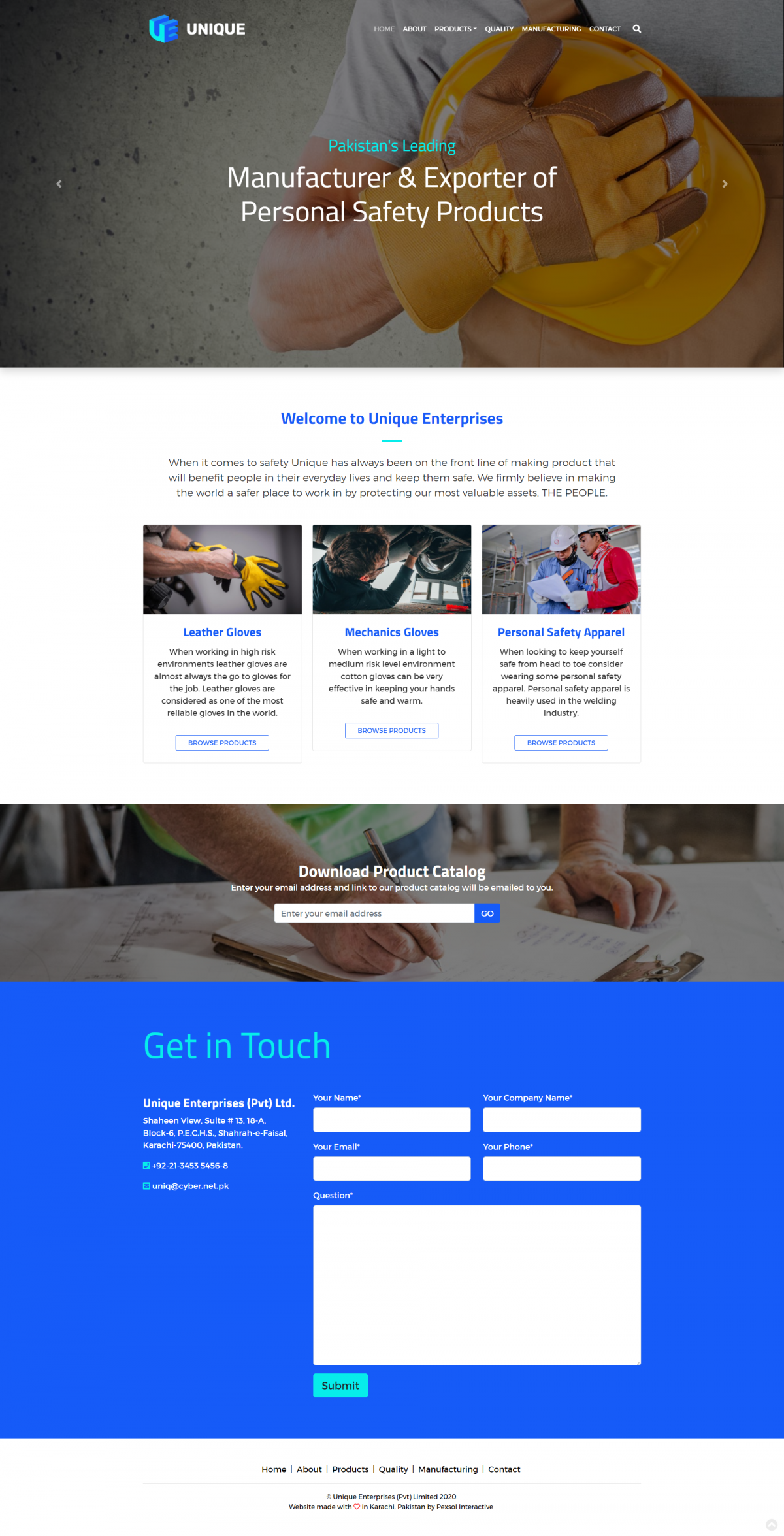 Unique Enterprises Website Mockup