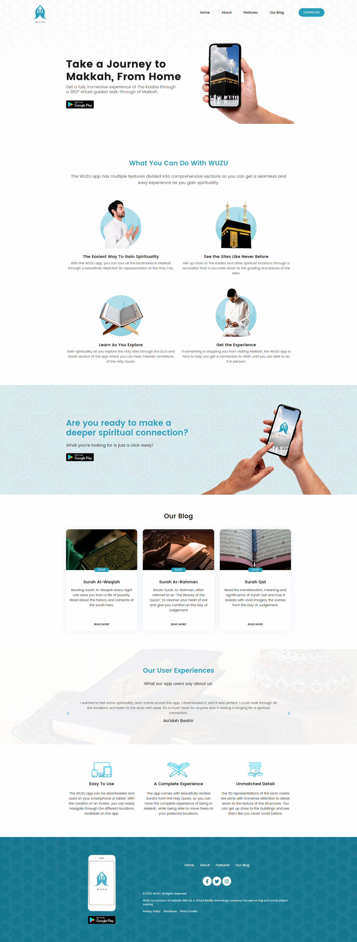 WUZU – Mobile Application Landing Page Website Mockup