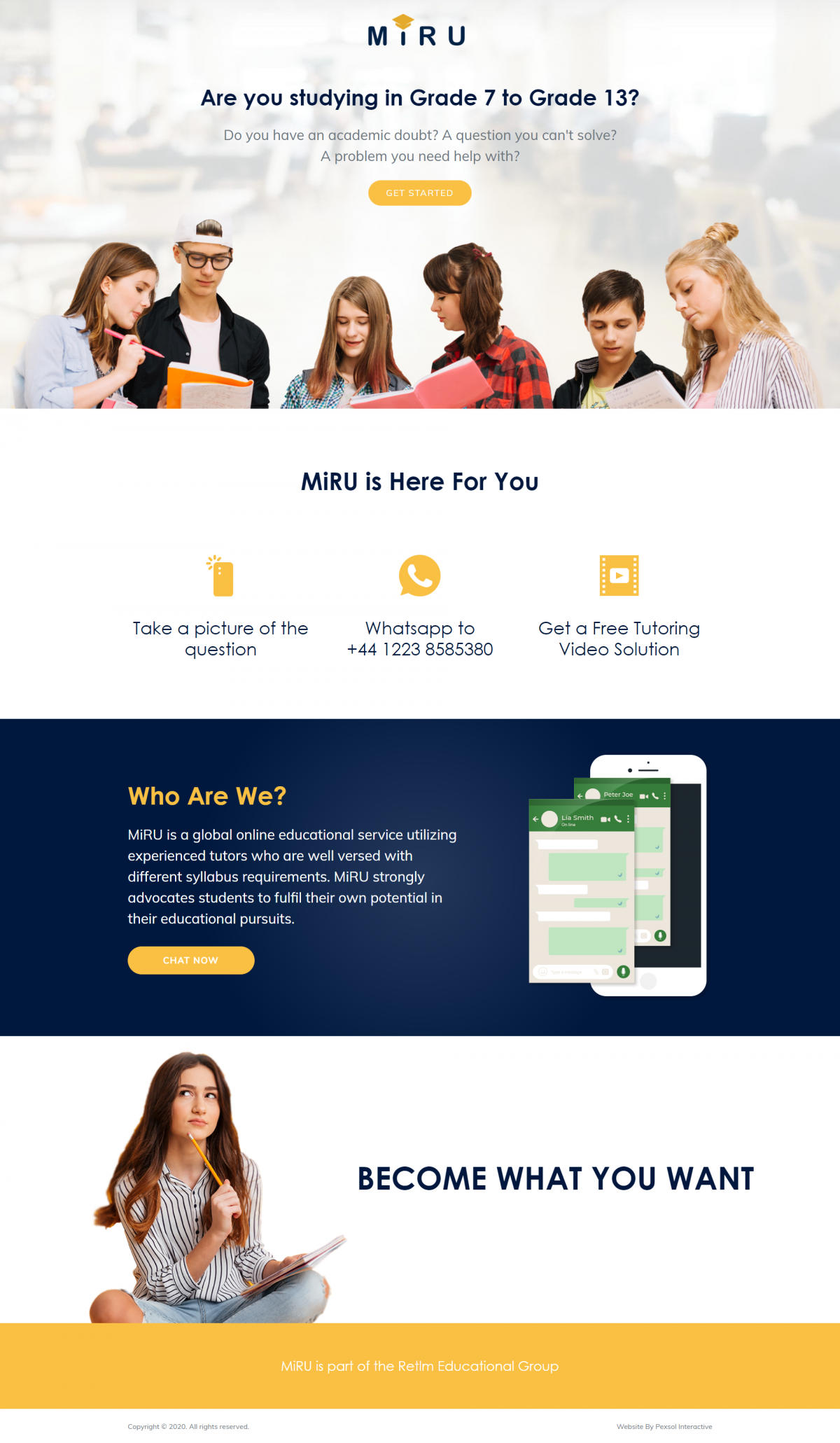 MiRU – A global online educational service Website Mockup