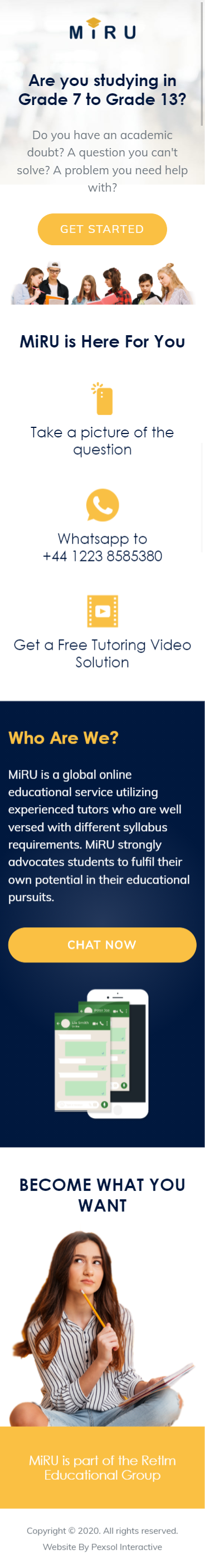 MiRU – A global online educational service Website Mobile Mockup 1