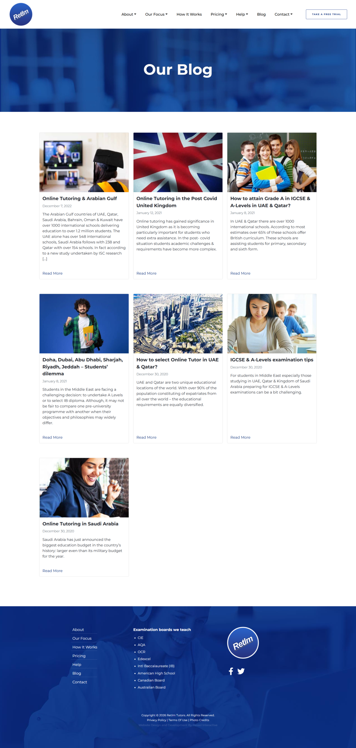 Retlm Tutors Website Mockup