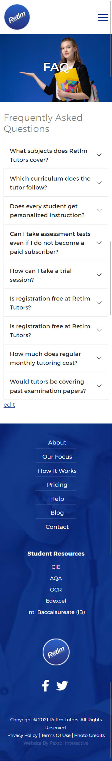 Retlm Tutors Website Mobile Mockup 2