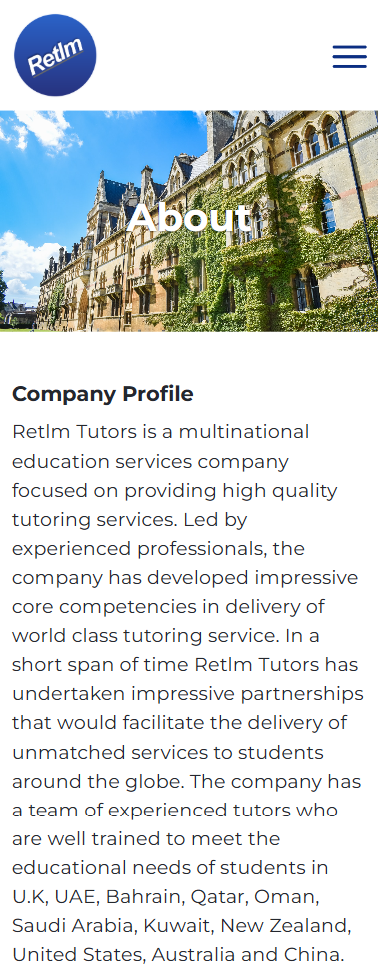 Retlm Tutors Mobile Mockup