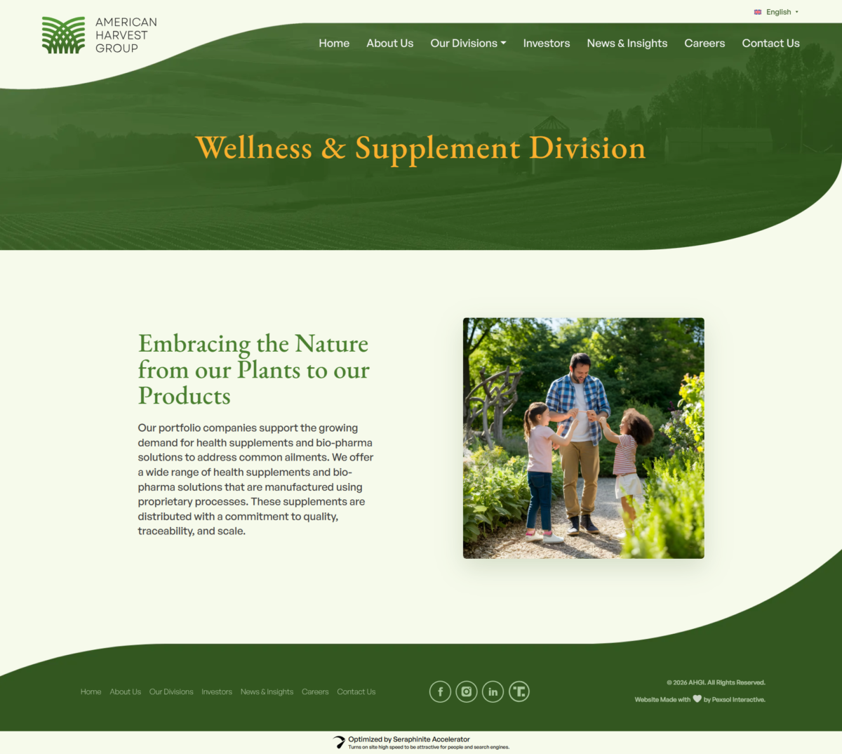 American Harvest Group Website Mockup
