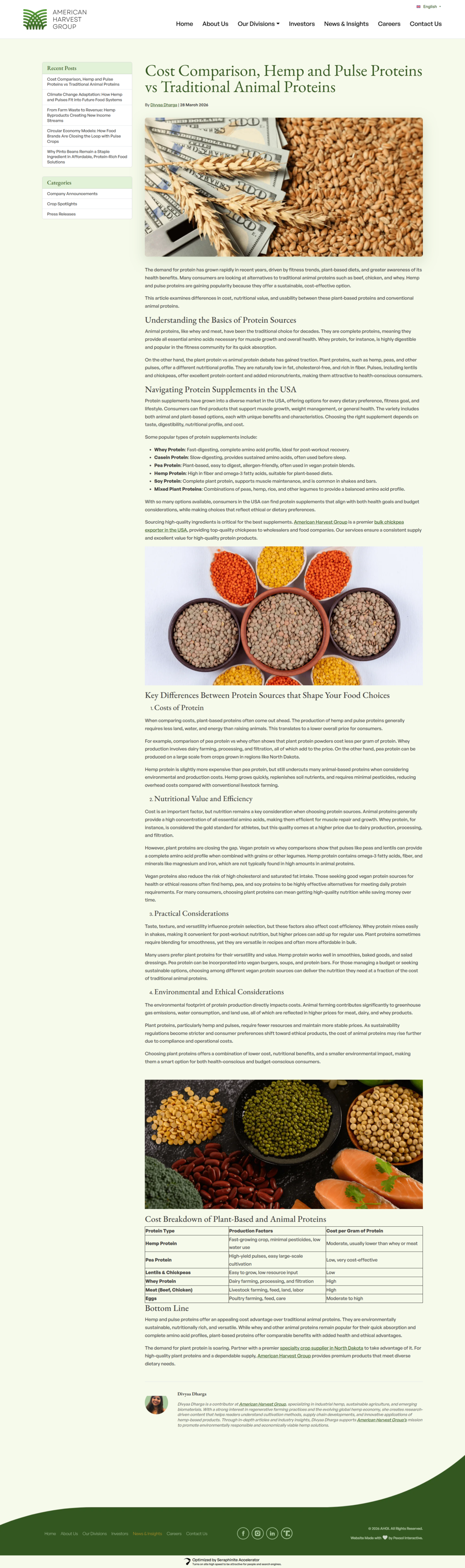 American Harvest Group Website Mockup