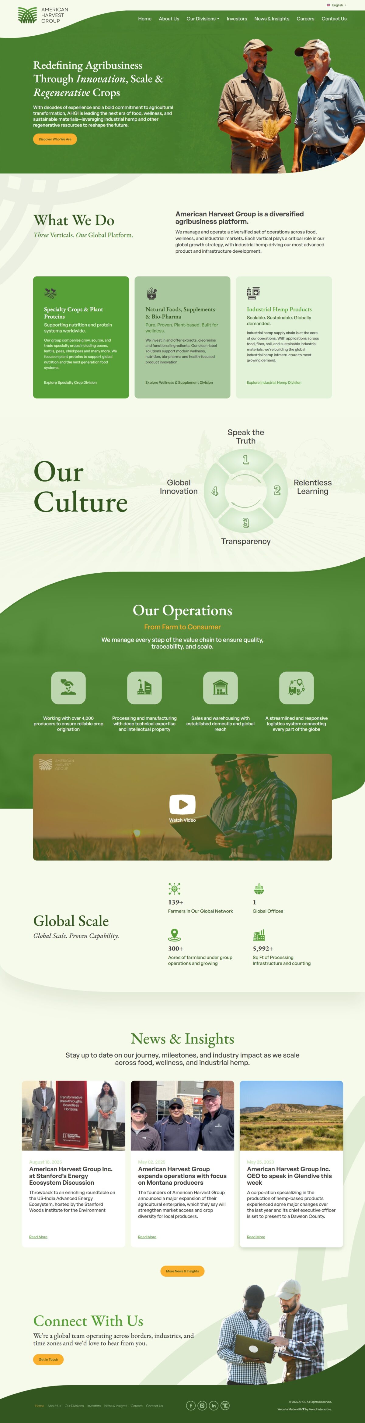 American Harvest Group Website Mockup
