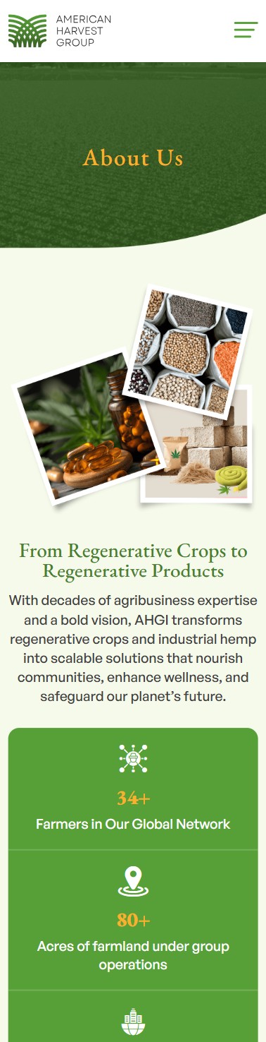 American Harvest Group Website Mobile Mockup 2
