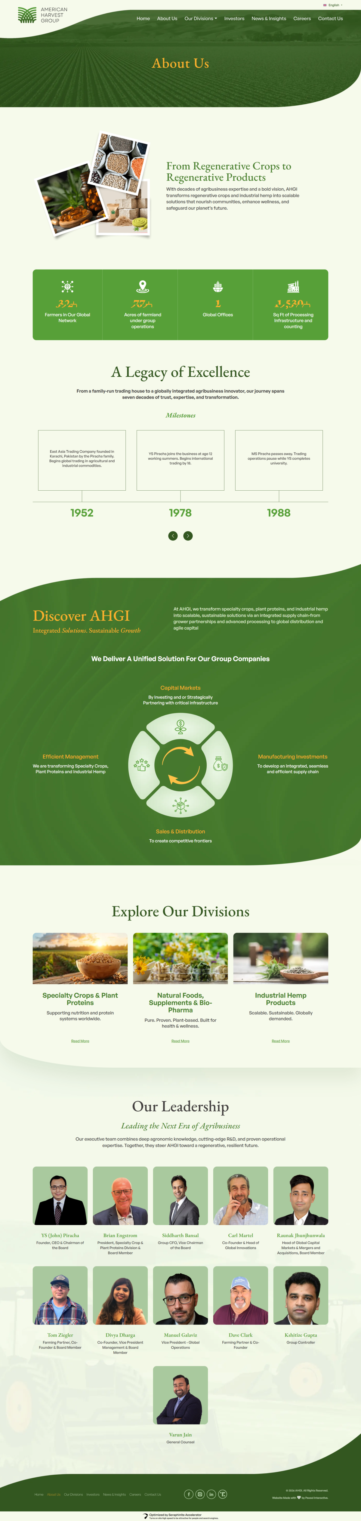 American Harvest Group Website Mockup