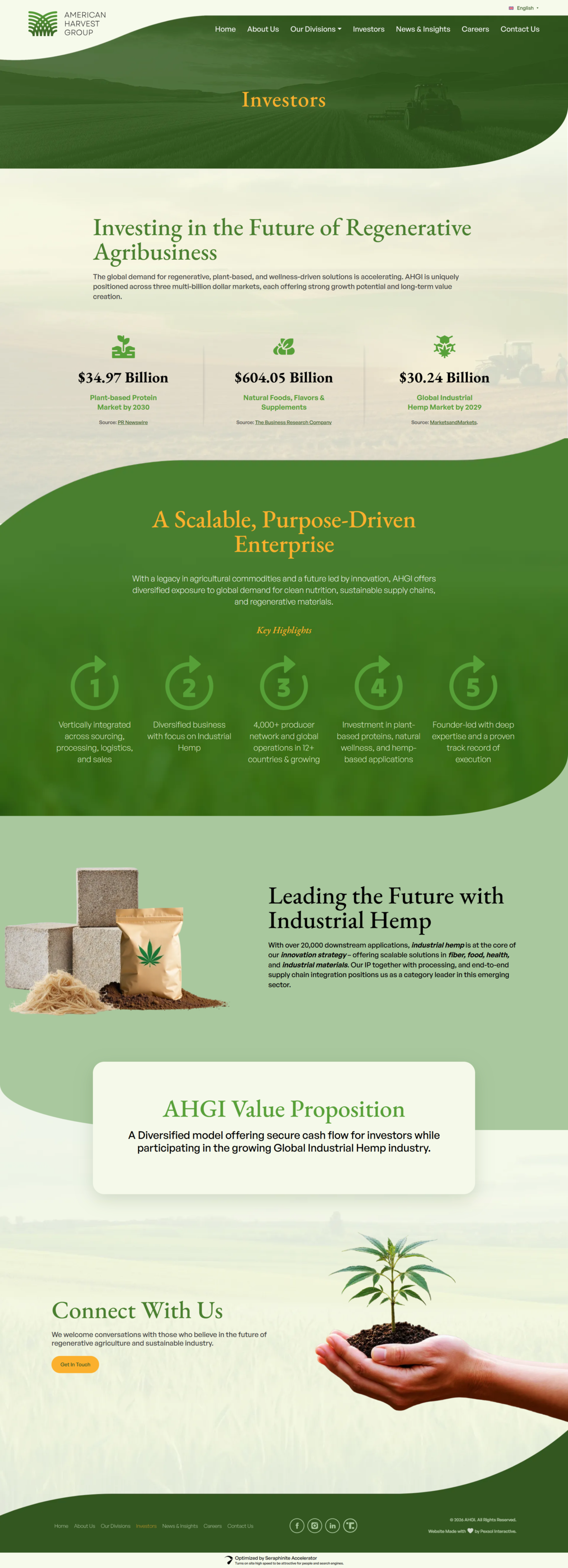 American Harvest Group Website Mockup