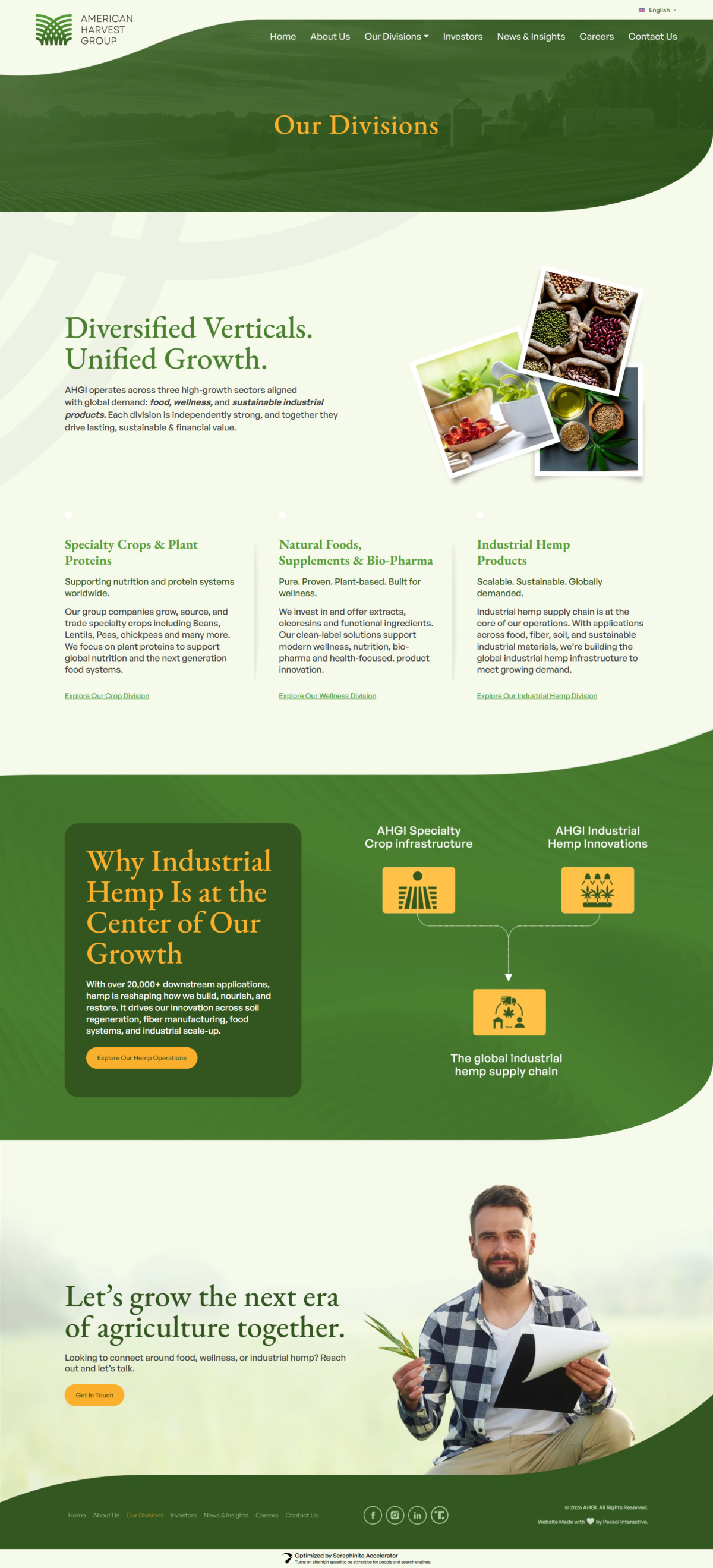 American Harvest Group Website Mockup