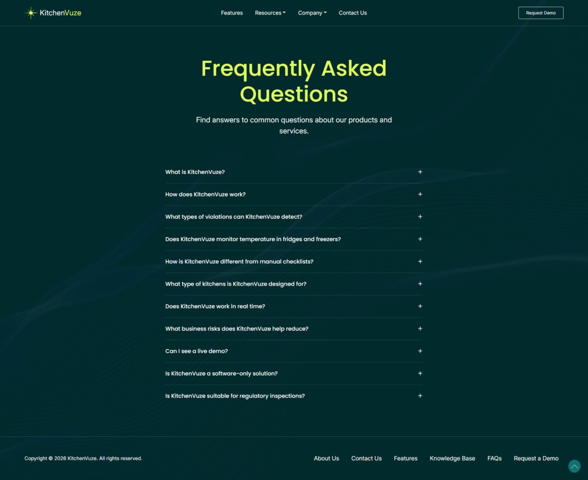 KitchenVuze Website Mockup