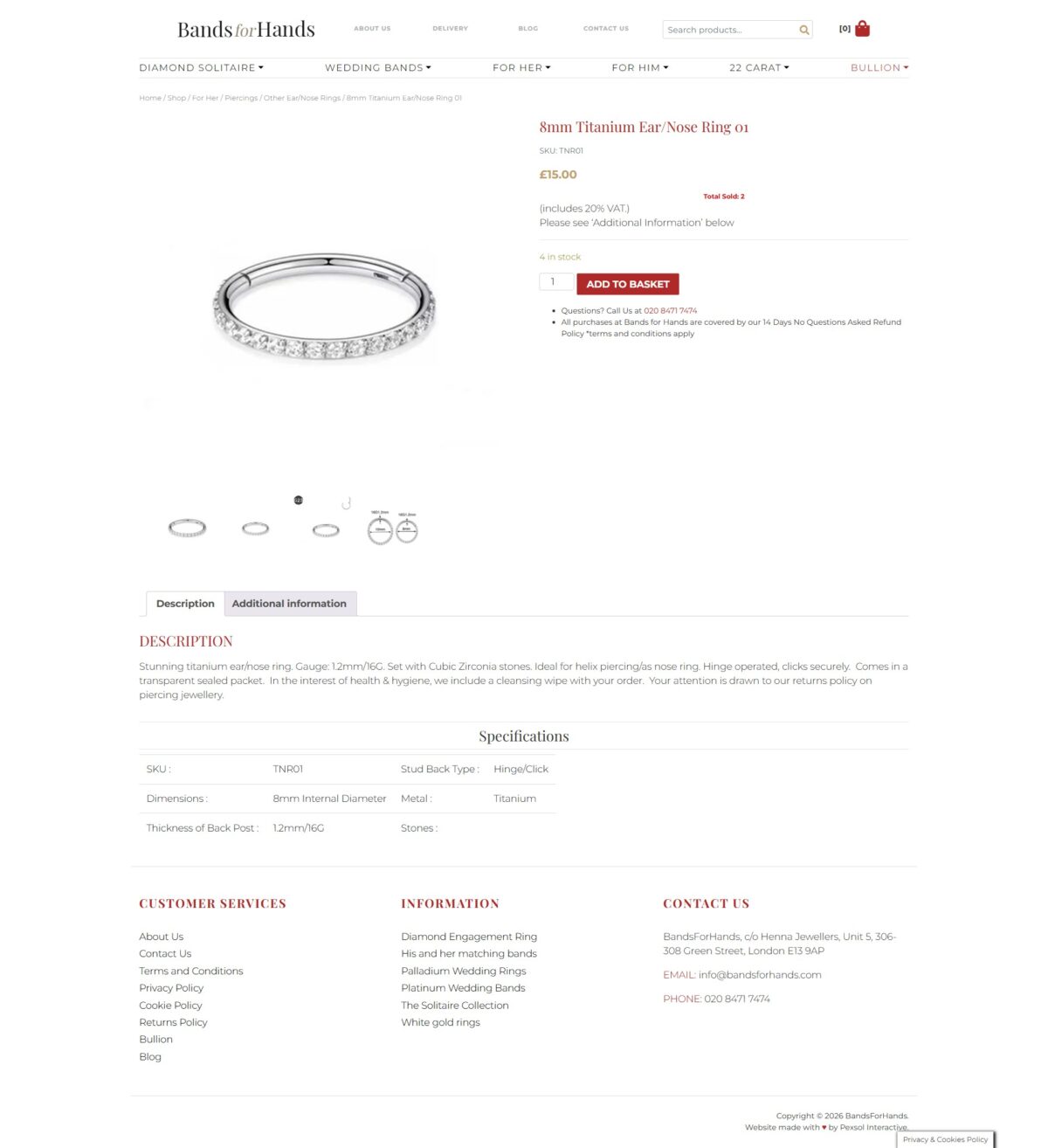 Bands for Hands Website Mockup