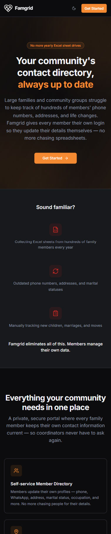 Famgrid.org Mobile Mockup